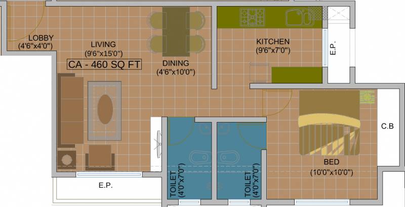 JVM Srushti Vihar (1BHK+2T (690 sq ft) 690 sq ft)