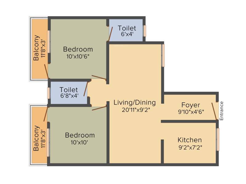 Ganapathy Vivek Enclave (2BHK+2T (876 sq ft) 876 sq ft)