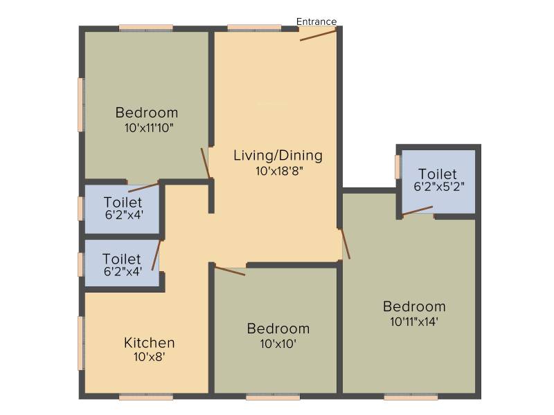 Ganapathy Vivek Enclave (3BHK+3T (1,068 sq ft) 1068 sq ft)