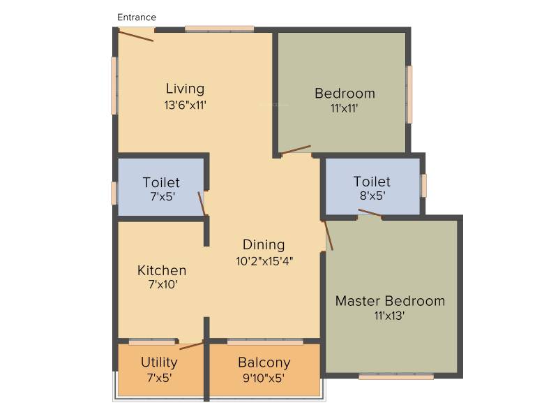 Gomati Iris (2BHK+2T (1,080 sq ft) 1080 sq ft)