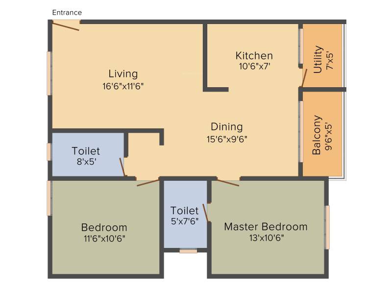 Gomati Iris (2BHK+2T (1,110 sq ft) 1110 sq ft)