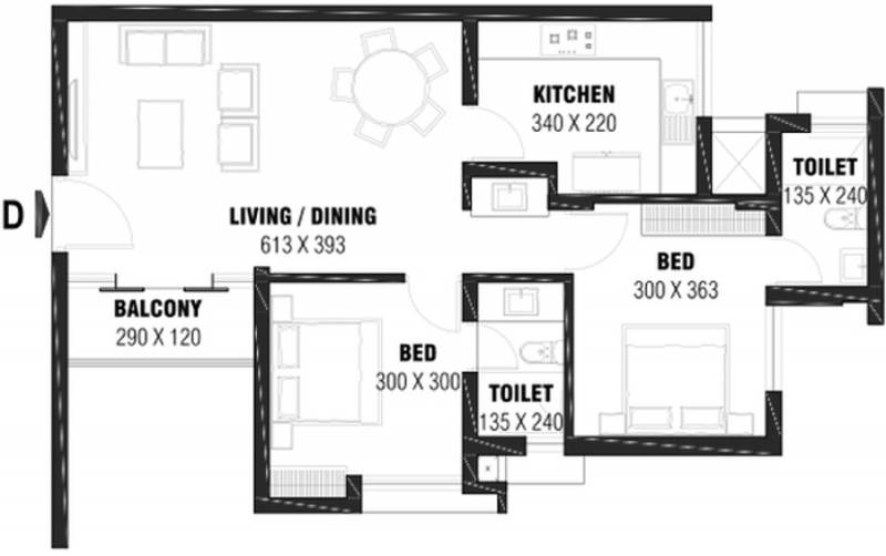 Seiken Essenz (2BHK+2T (1,060 sq ft) 1060 sq ft)