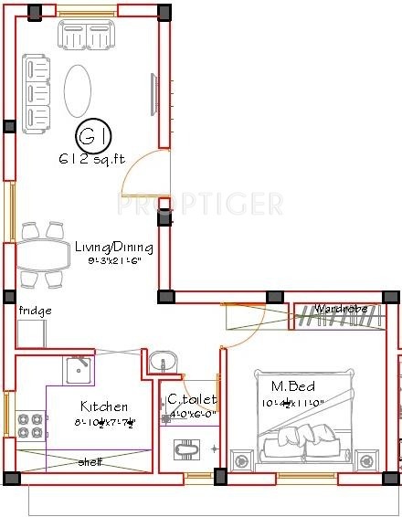 Shrusti Vasantham (1BHK+1T (612 sq ft) 612 sq ft)