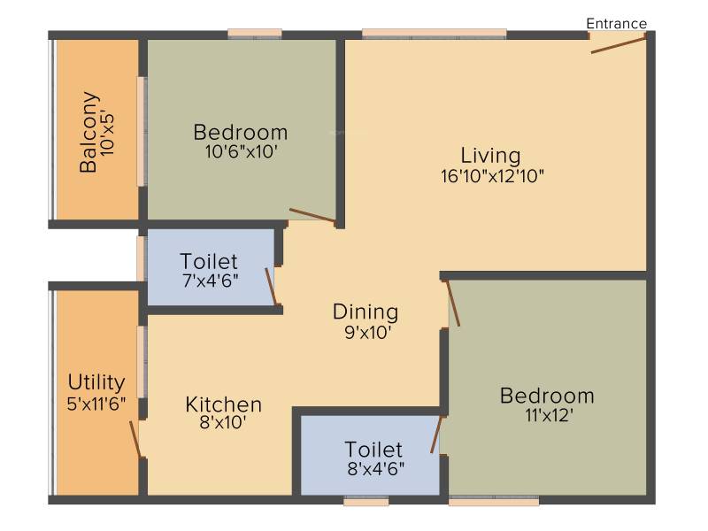 Peace Rhythm (2BHK+2T (1,136 sq ft) 1136 sq ft)