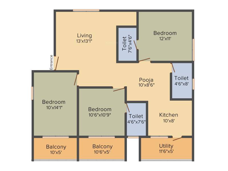 Peace Rhythm (3BHK+3T (1,506 sq ft) 1506 sq ft)