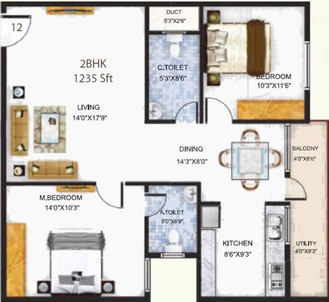 Baldota Serenity (2BHK+2T (1,235 sq ft) 1235 sq ft)