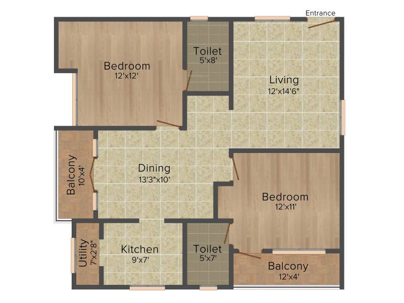 Affinity Affinity Blossom (2BHK+2T (1,180 sq ft) 1180 sq ft)