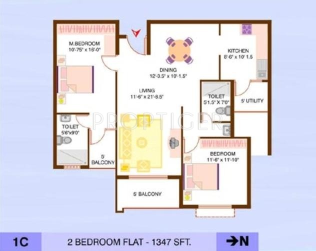 Mehta Rajeshwari Crown (2BHK+2T (1,347 sq ft) 1347 sq ft)