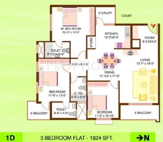 Mehta Rajeshwari Crown (3BHK+3T (1,824 sq ft) 1824 sq ft)