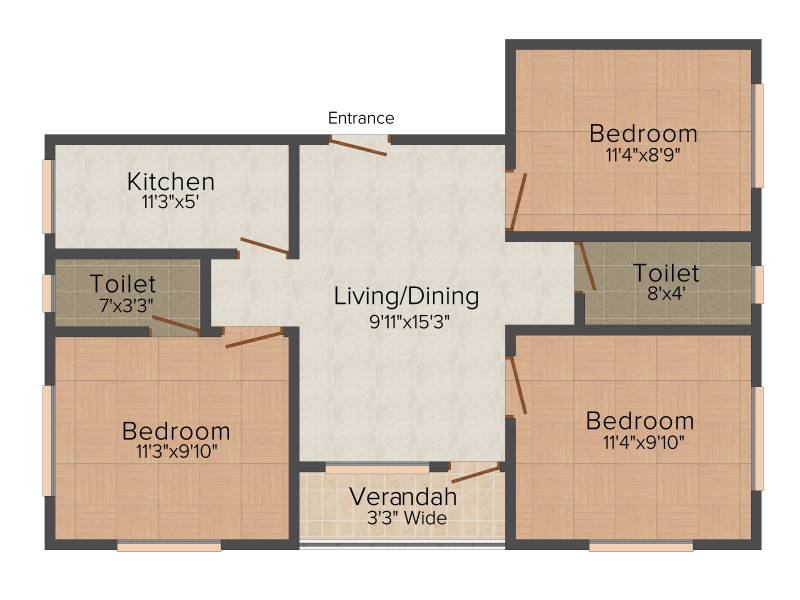 Joy Chandrakiran (3BHK+2T (1,050 sq ft) 1050 sq ft)