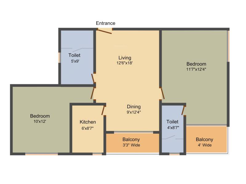 DVA Ixora (2BHK+2T (978 sq ft) 978 sq ft)