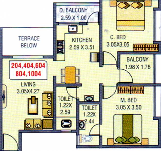 ACME Azalea (2BHK+2T (874 sq ft) 874 sq ft)