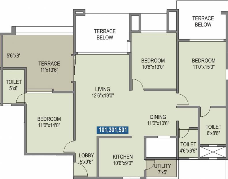 Rohan Tarang (3BHK+3T (1,498 sq ft) 1498 sq ft)