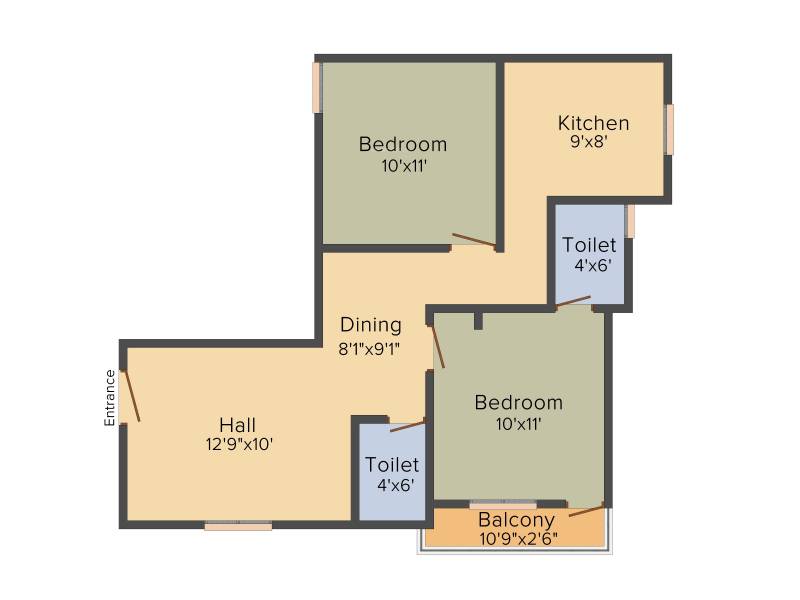 Tower Ragosundar Flat (2BHK+2T (802 sq ft) 802 sq ft)