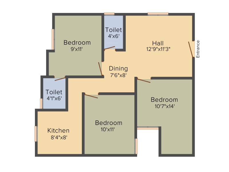 Tower Ragosundar Flat (3BHK+2T (946 sq ft) 946 sq ft)