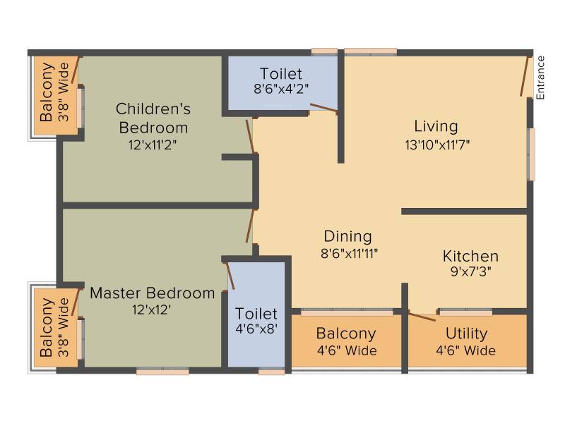 Siddhi SS Sreshta (2BHK+2T (1,130 sq ft) 1130 sq ft)