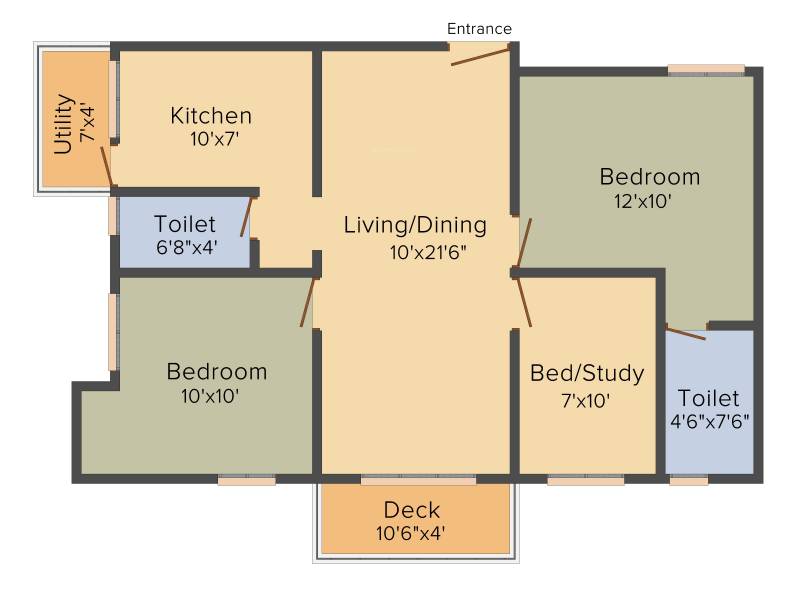 Ramky Fern Dale (2BHK+2T (1,055 sq ft) + Study Room 1055 sq ft)