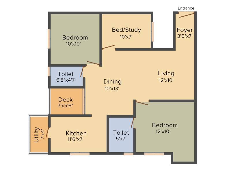 Ramky Fern Dale (2BHK+2T (1,096 sq ft) + Study Room 1096 sq ft)