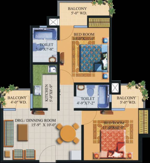 Supertech Krishna Vihar (2BHK+2T (888 sq ft) 888 sq ft)