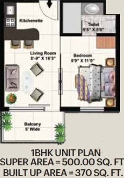 CBS The Alpha Studios (1BHK+1T (500 sq ft) 500 sq ft)