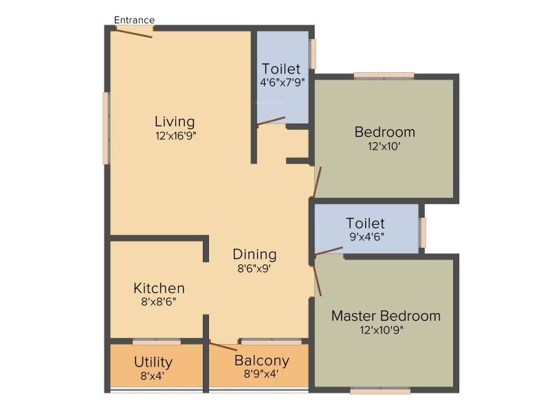 Swasthik Naveen Global (2BHK+2T (1,075 sq ft) 1075 sq ft)