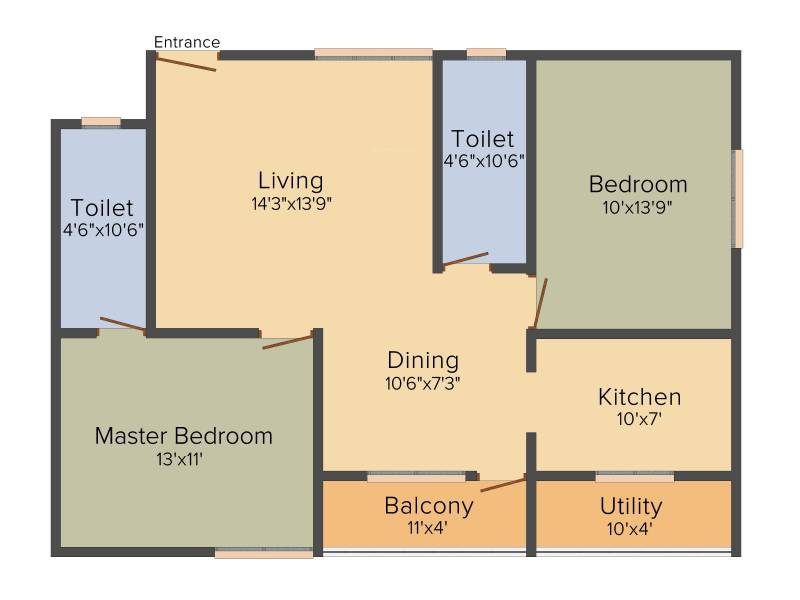 Swasthik Naveen Global (2BHK+2T (1,130 sq ft) 1130 sq ft)