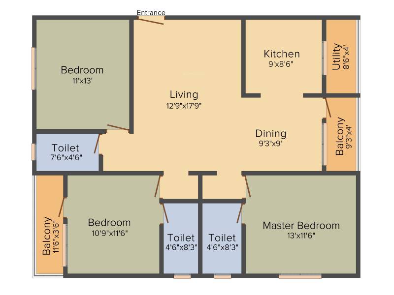 Swasthik Naveen Global (3BHK+3T (1,440 sq ft) 1440 sq ft)