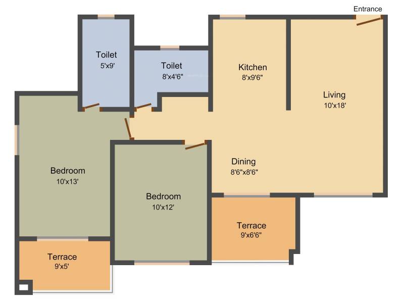 Kolte Patil Florence (2BHK+2T (1,180 sq ft) 1180 sq ft)