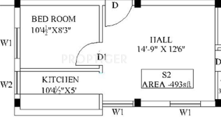 Gee Ranga Sree (1BHK+1T (493 sq ft) 493 sq ft)