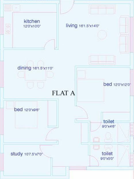 Golden Edifice Kensington (2BHK+2T (1,308 sq ft) + Study Room 1308 sq ft)