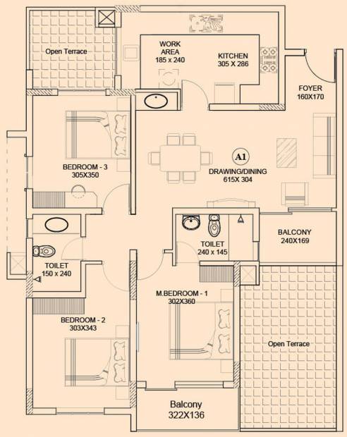 Asset Carol (3BHK+2T (1,379 sq ft) 1379 sq ft)