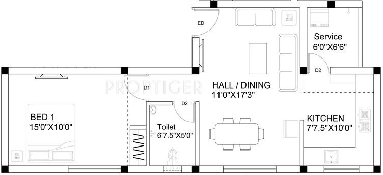 Ruby Residency (1BHK+1T (680 sq ft) 680 sq ft)
