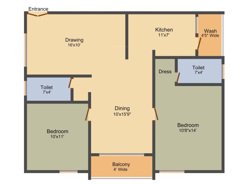 Lakshmi Gardenia (2BHK+2T (1,105 sq ft) 1105 sq ft)