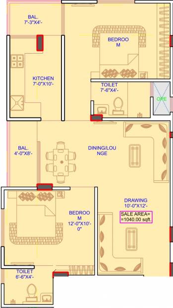 Sanrachna Swroop Enclave (2BHK+2T (1,040 sq ft) 1040 sq ft)