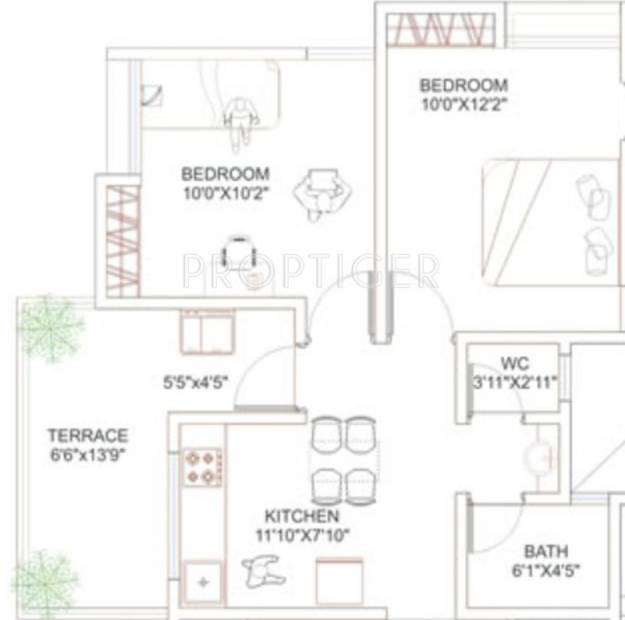 Multicon Atul Avenue (2BHK+1T (788 sq ft) 788 sq ft)