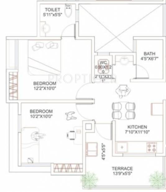 Multicon Atul Avenue (2BHK+2T (794 sq ft) 794 sq ft)