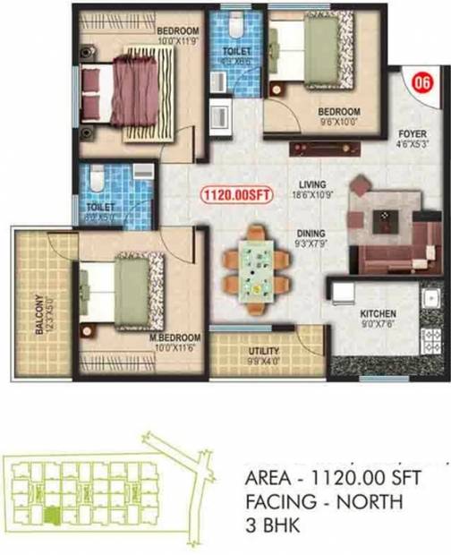 Balaji Sapthagiri Towers (3BHK+3T (1,120 sq ft) 1120 sq ft)