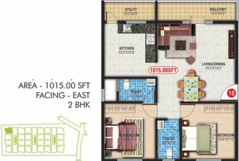 Balaji Sapthagiri Towers (2BHK+2T (1,015 sq ft) 1015 sq ft)