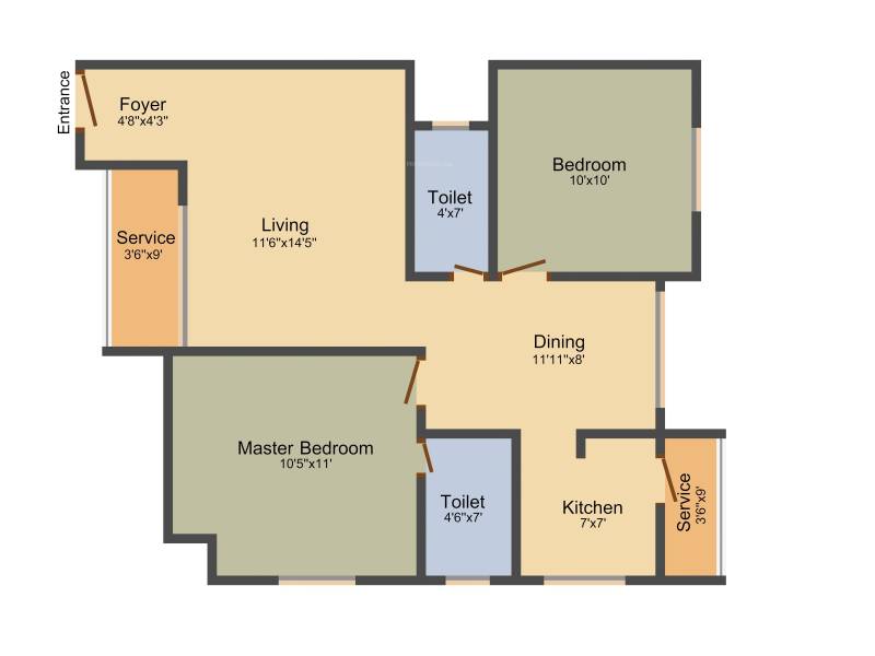 Sai Sai Divyam (2BHK+2T (960 sq ft) 960 sq ft)