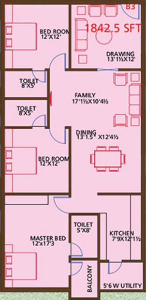 Armsburg Koundinya (3BHK+3T (1,842 sq ft) 1842 sq ft)