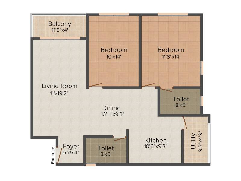 Hiren Archstone (2BHK+2T (1,214 sq ft) 1214 sq ft)