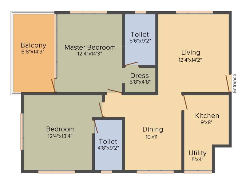 Infrany Trinity (2BHK+2T (1,360 sq ft) 1360 sq ft)