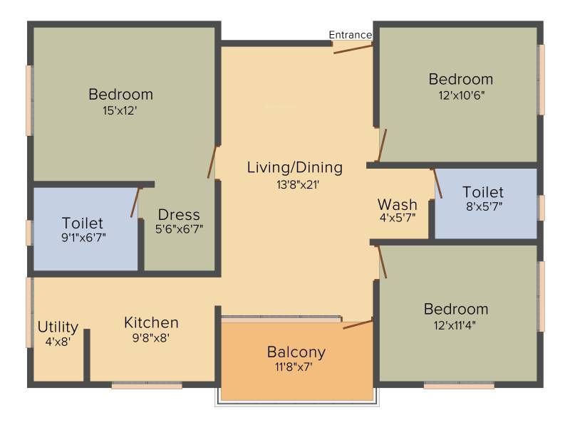 Infrany Trinity (3BHK+2T (1,510 sq ft) 1510 sq ft)