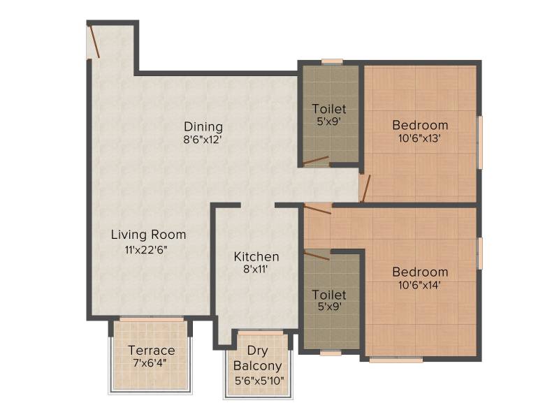 Karia Krish 2 (2BHK+2T (1,280 sq ft) 1280 sq ft)