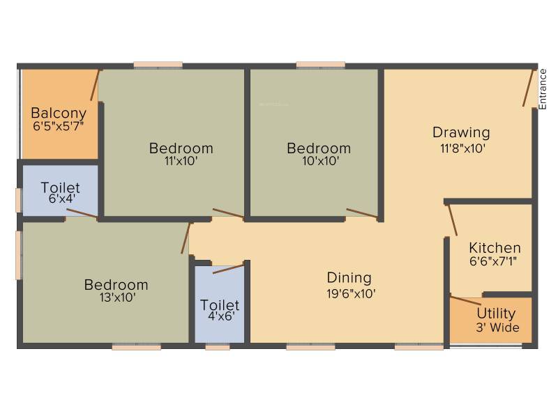 SS Navya Tulip (3BHK+3T (1,206 sq ft) 1206 sq ft)