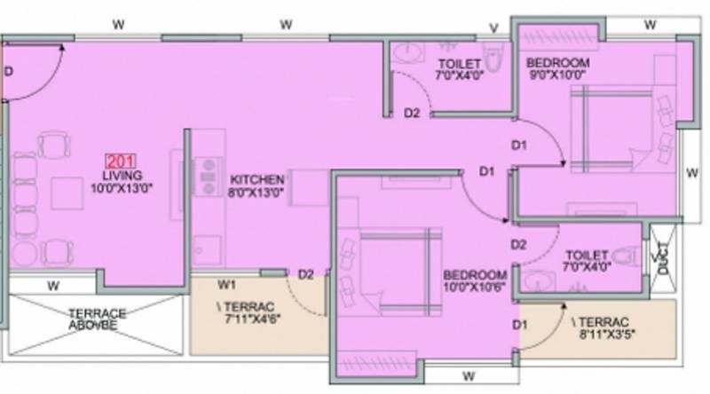 Jignesh Entity (2BHK+2T (810 sq ft) 810 sq ft)