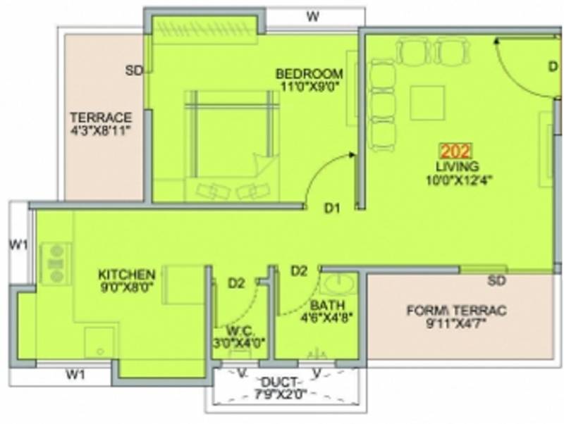 Jignesh Entity (1BHK+1T (598 sq ft) 598 sq ft)