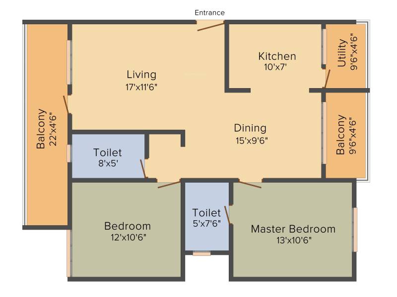 Gomati Iris (2BHK+2T (1,235 sq ft) 1235 sq ft)