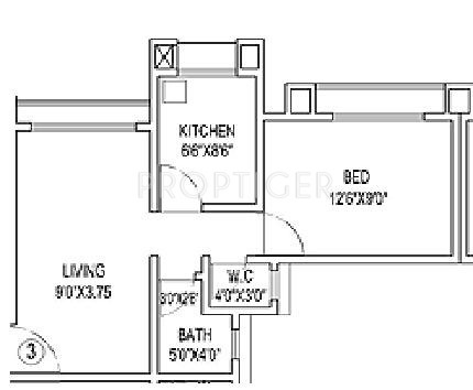 Agarwal Hill View Floor Plan (1BHK+1T)