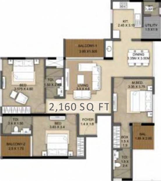 Hebron AMV Manikath Enclave (3BHK+3T (2,160 sq ft) 2160 sq ft)